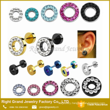 316L Surgical Stainless Steel Multi-Rhinestone Jeweled Fake Plugs Piercings